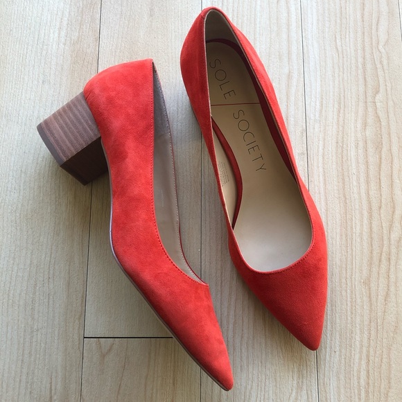 Sole Society Shoes - NWOB Sole Society Suede Red Andorra Block Heels